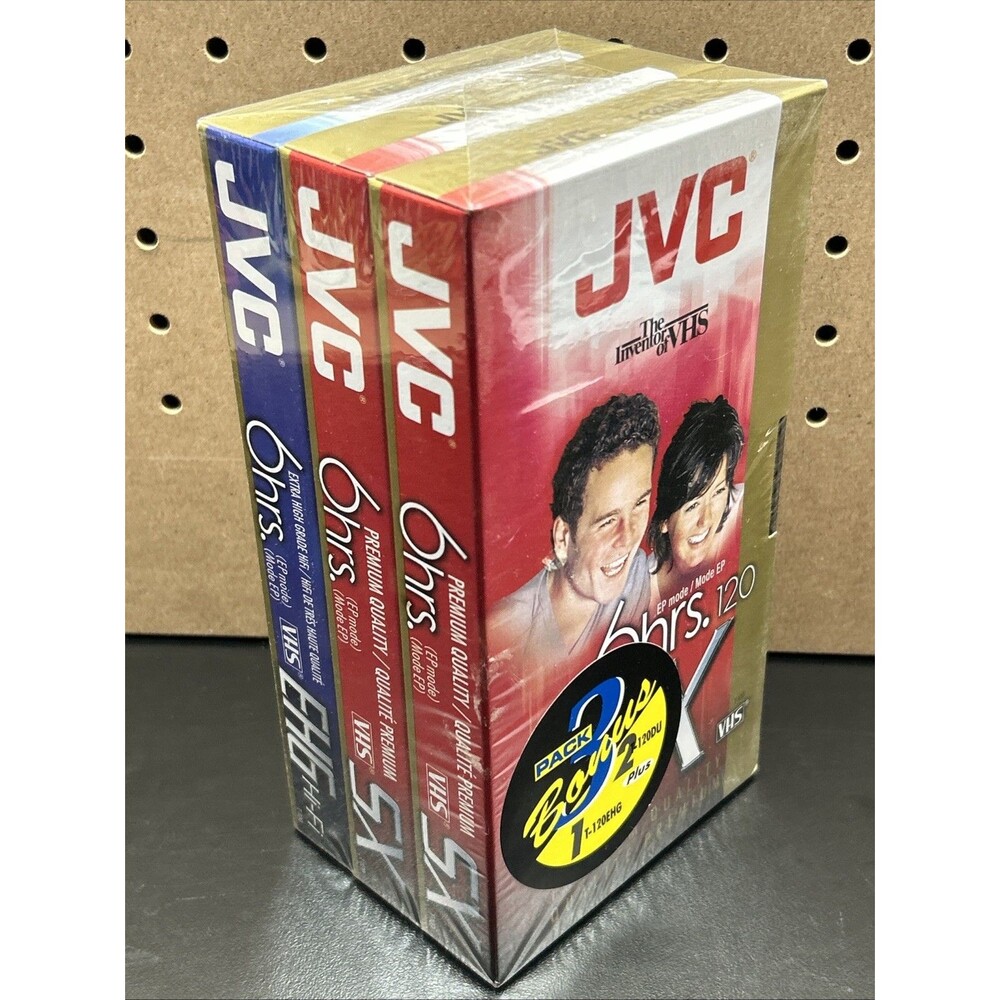 JVC SX T-120 High Performance Blank VHS Tapes 3 Pack of 6 Hour Brand New Sealed